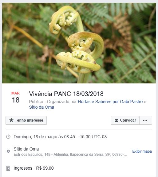 Evento sobre vivência Panc